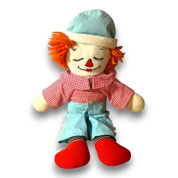 Vintage Reversible Raggedy Andy Awake Asleep Rag Doll 16 Inch Handmade Style - Picture 3 of 6